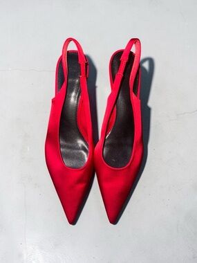 H&M Red Pointed Toe Slingback Heels
